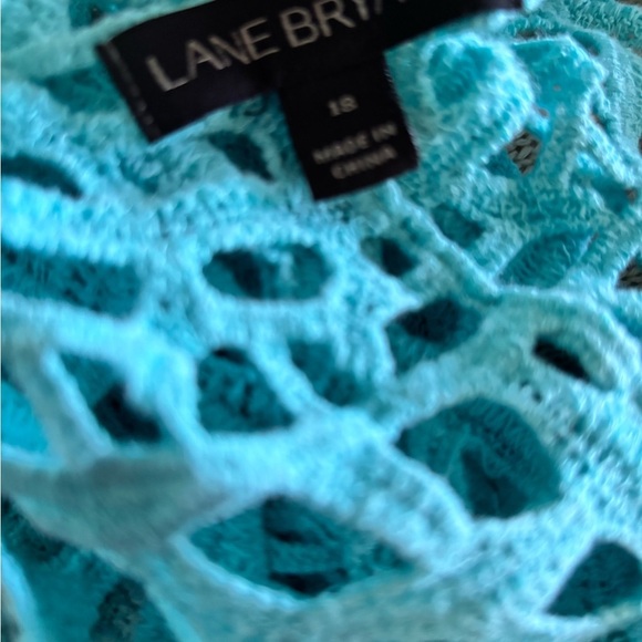 Lane Bryant Boxy Crochet Beach Cover Top Sz 18 Turquoise Drop Short Sleeve - Picture 3 of 6